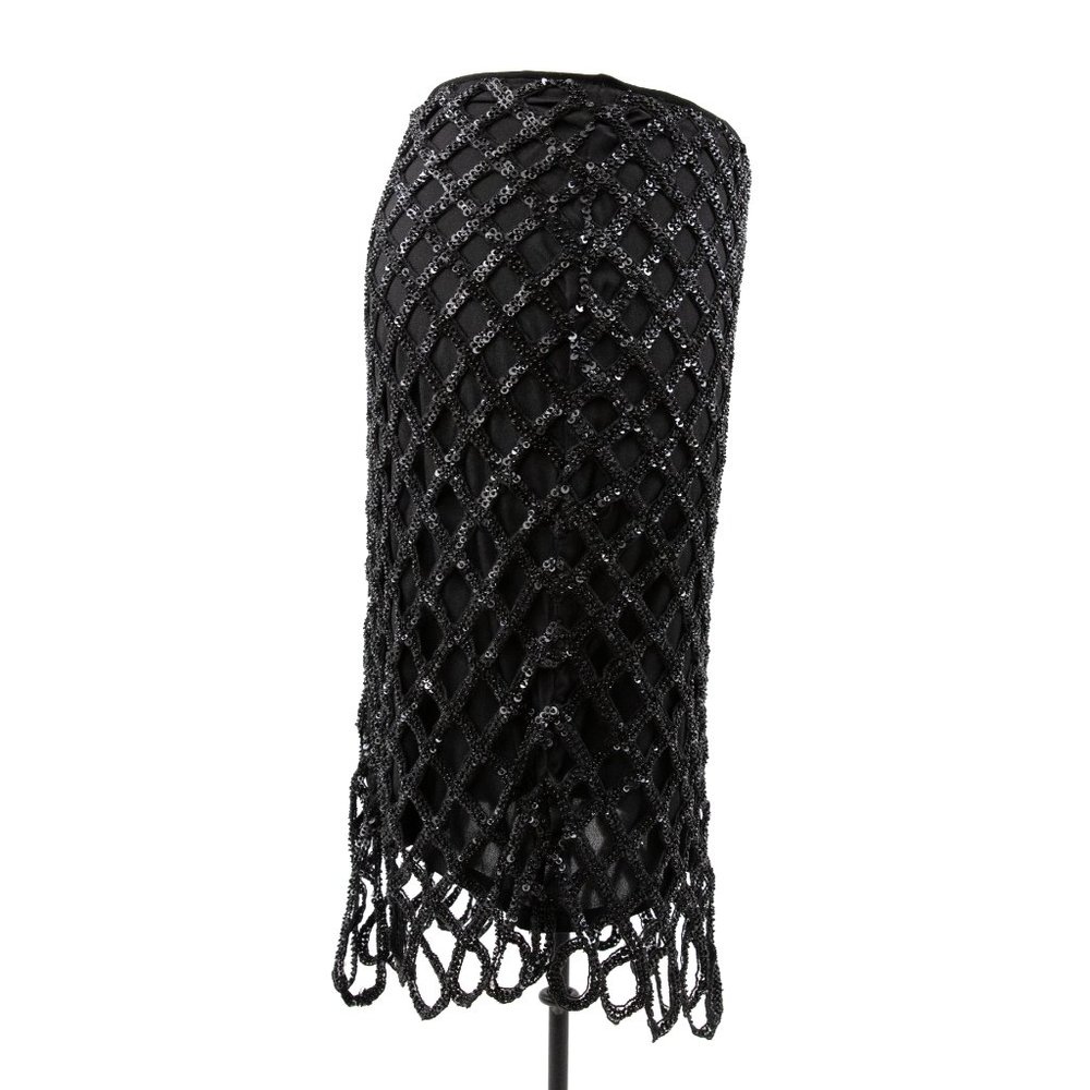 Vintage Y2K Anthro 6 Fishnet Sequin Skirt Black - Picture 3 of 8
